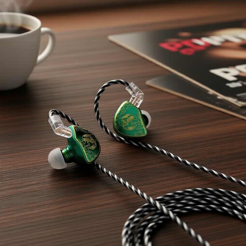 TANGZU Waner SG หูฟังอินเอียร์มอนิเตอร์เสียง HiFi สีเขียว, มาพร้อมไดนามิกไดร์เวอร์เมมเบรน PET
