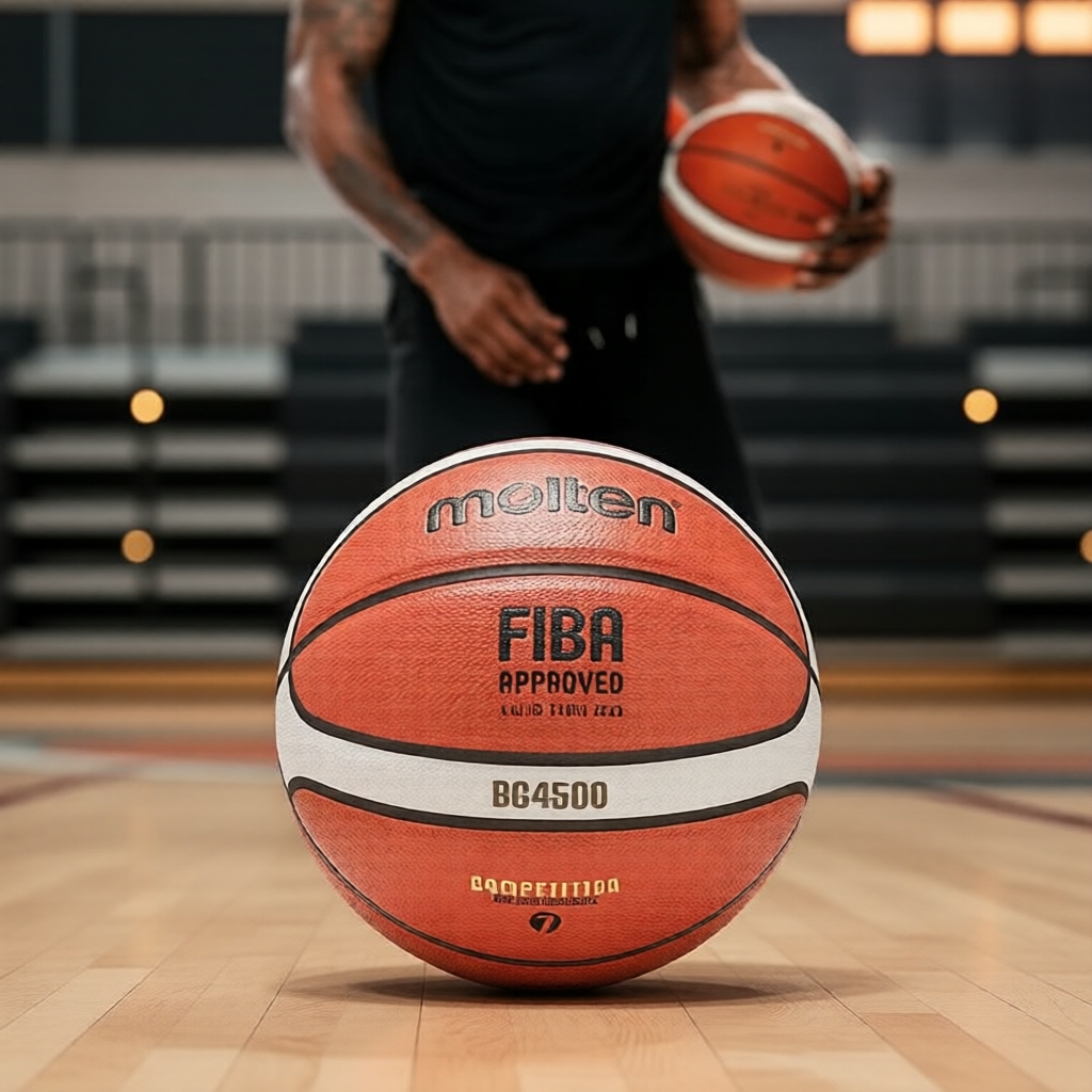 บาสเกตบอลหนัง PU มาตรฐาน FIBA ไซส์ 7 พร้อมปั๊มและตาข่ายฟรี