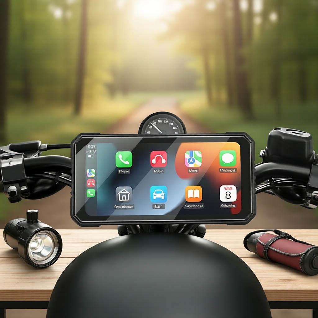 CarPlay/Android Auto มอเตอร์ไซค์ หน้าจอ GPS กันน้ํา IP67 ขนาด 6.25 นิ้ว พร้อมกล้อง DVR