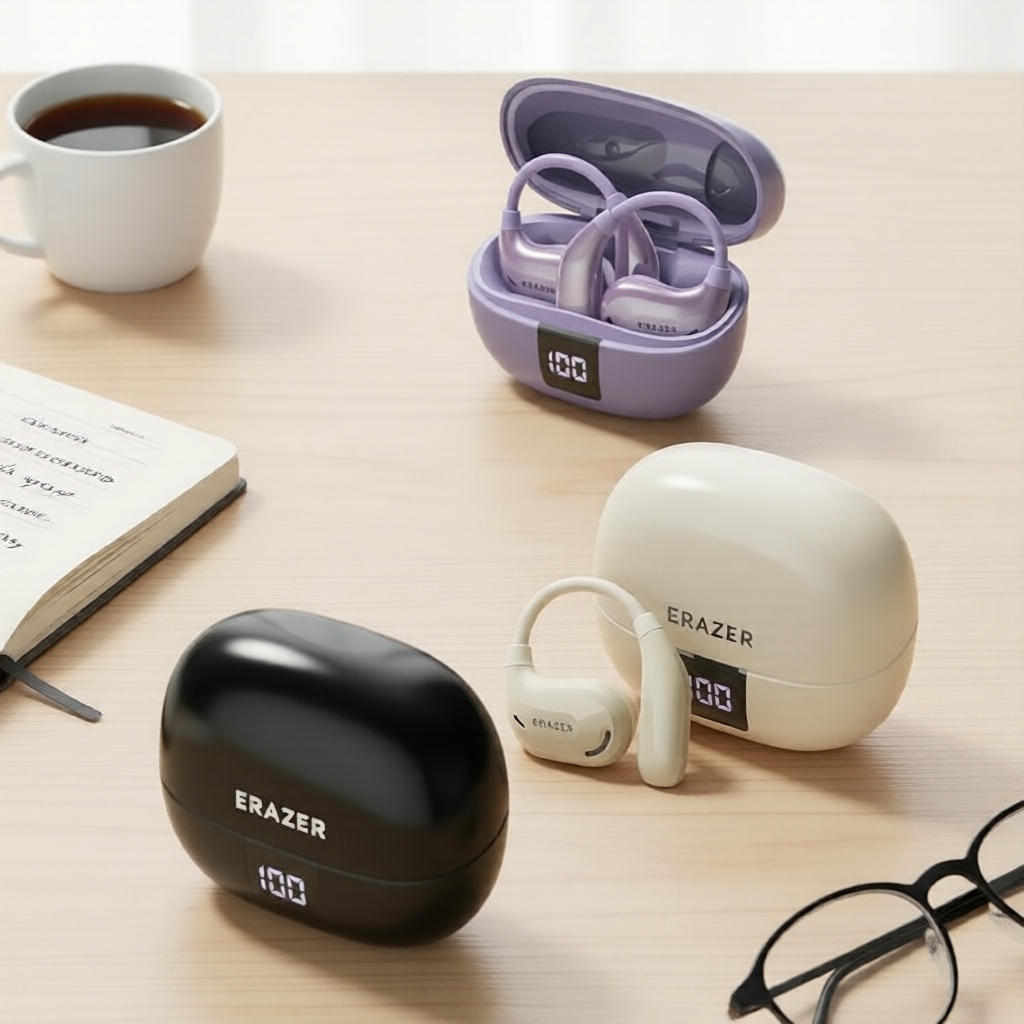 หูฟังบลูทูธ ERAZER XT66 PRO: เสียงเพลงคุณภาพสูง, ใช้งานยาวนาน, จับคู่อัตโนมัติ, ตัดเสียงรบกวน