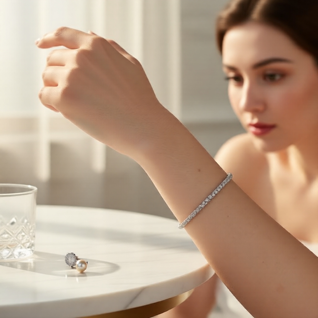 กําไลข้อมือคู่ CZ Cubic Zirconia สําหรับคู่รัก