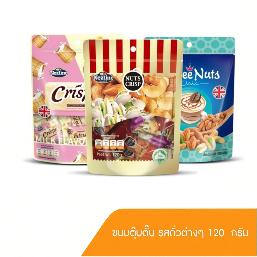Nuts Crisp ขนมถั่วตุ๊บตั๊บ หลากหลายรสชาติ 120 กรัม