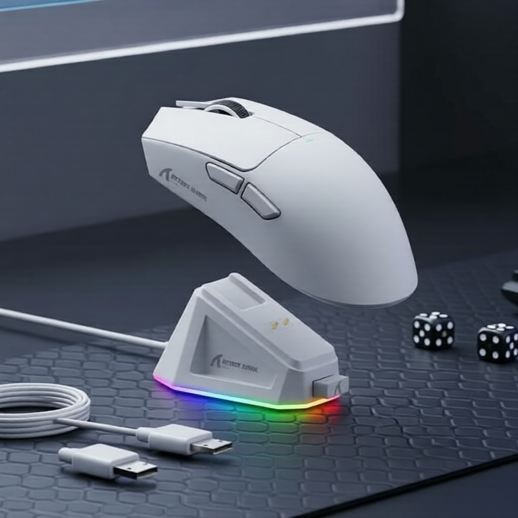 Attack Shark X11 เมาส์เกมมิ่งไร้สาย เซนเซอร์ PAW3395 เชื่อมต่อ 3 โหมด มีไฟ RGB และแท่นชาร์จ