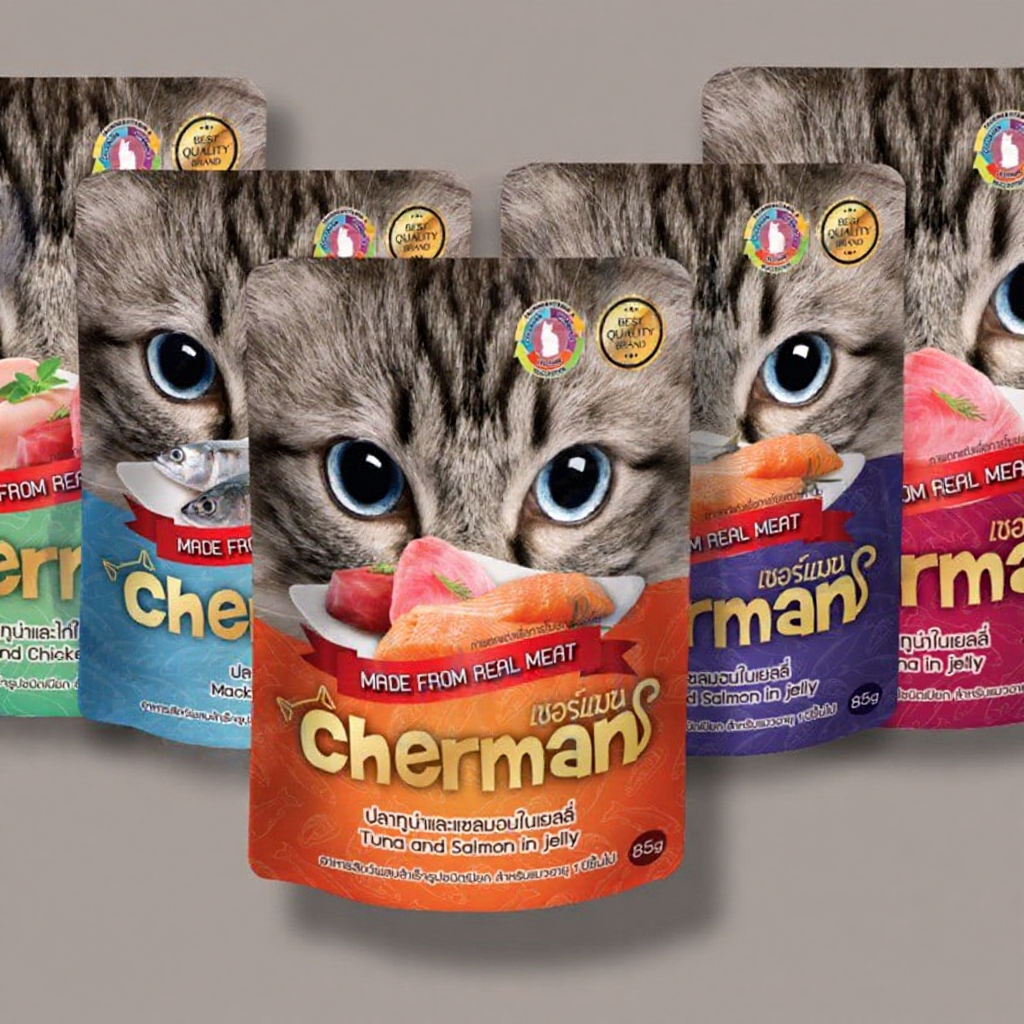 อาหารเปียกสำหรับแมว 85g Cherman หลากหลายรสชาติ