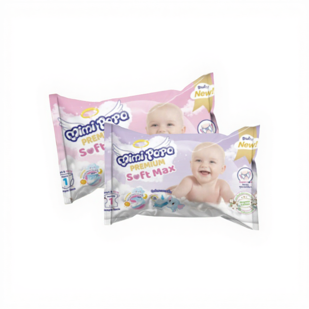 แพมเพิสเด็ก ห่อ 1 ชิ้น แบบเทป/กางเกง MIMI PAPA สวมใส่สบาย ซึมซับเร็ว ไม่รั่วซึม