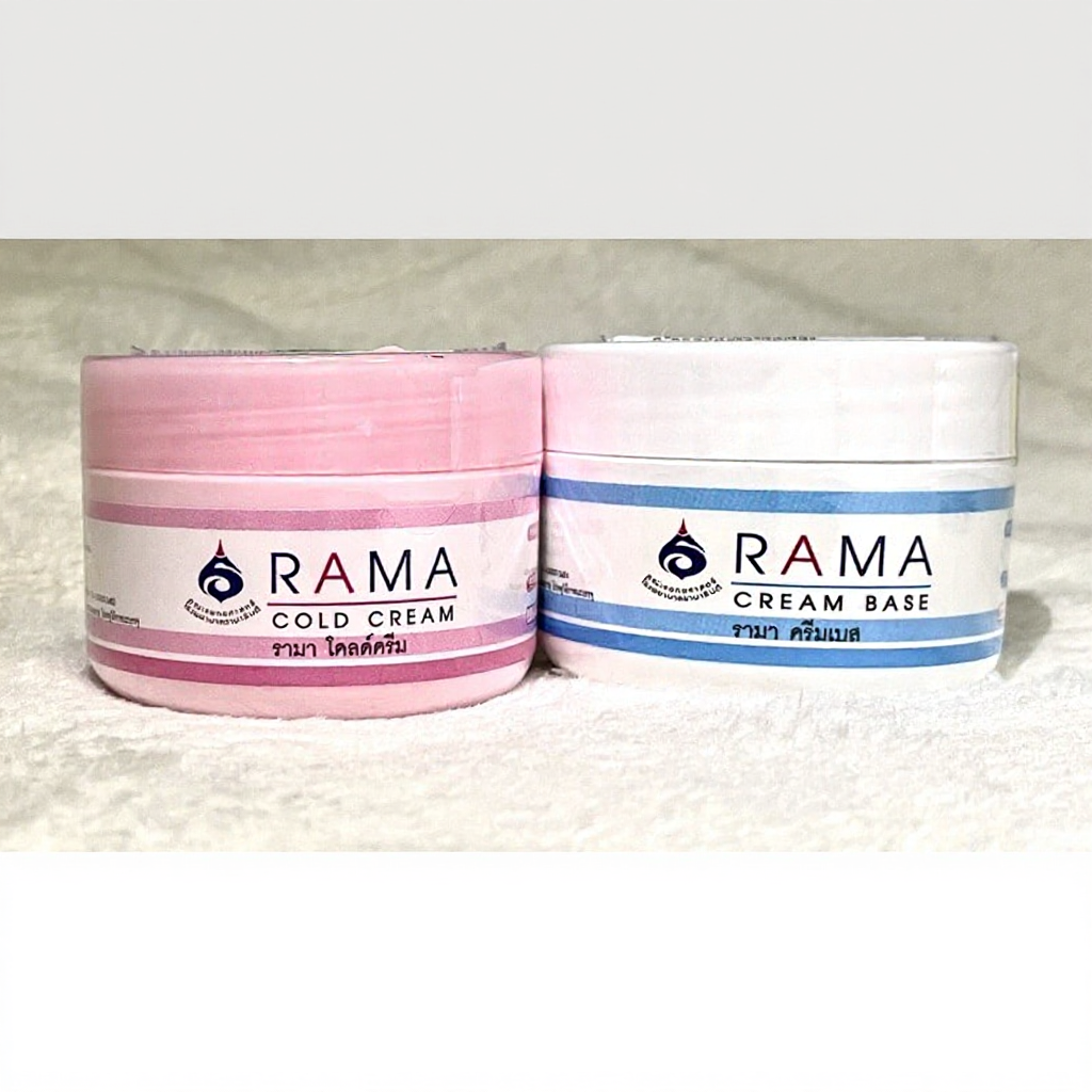 RAMA cold cream สีชมพู และ cream base สีฟ้า