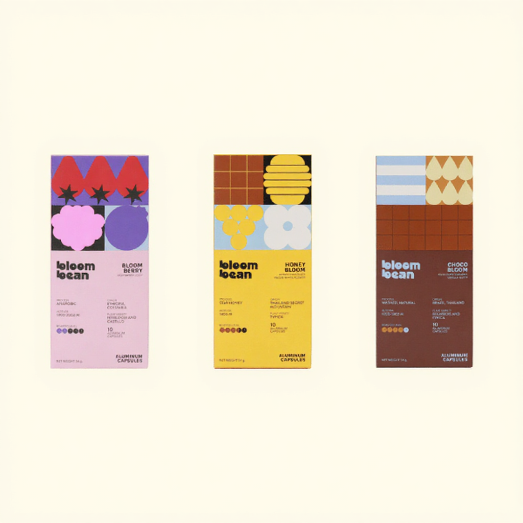 กาแฟแคปซูล Bloom Bean ถัวยอลูมิเนียม ใช้กับเครื่องชงทุกยี่ห้อที่ใช้แคปซูลขนาดเล็ก Nespresso กล่องละ 