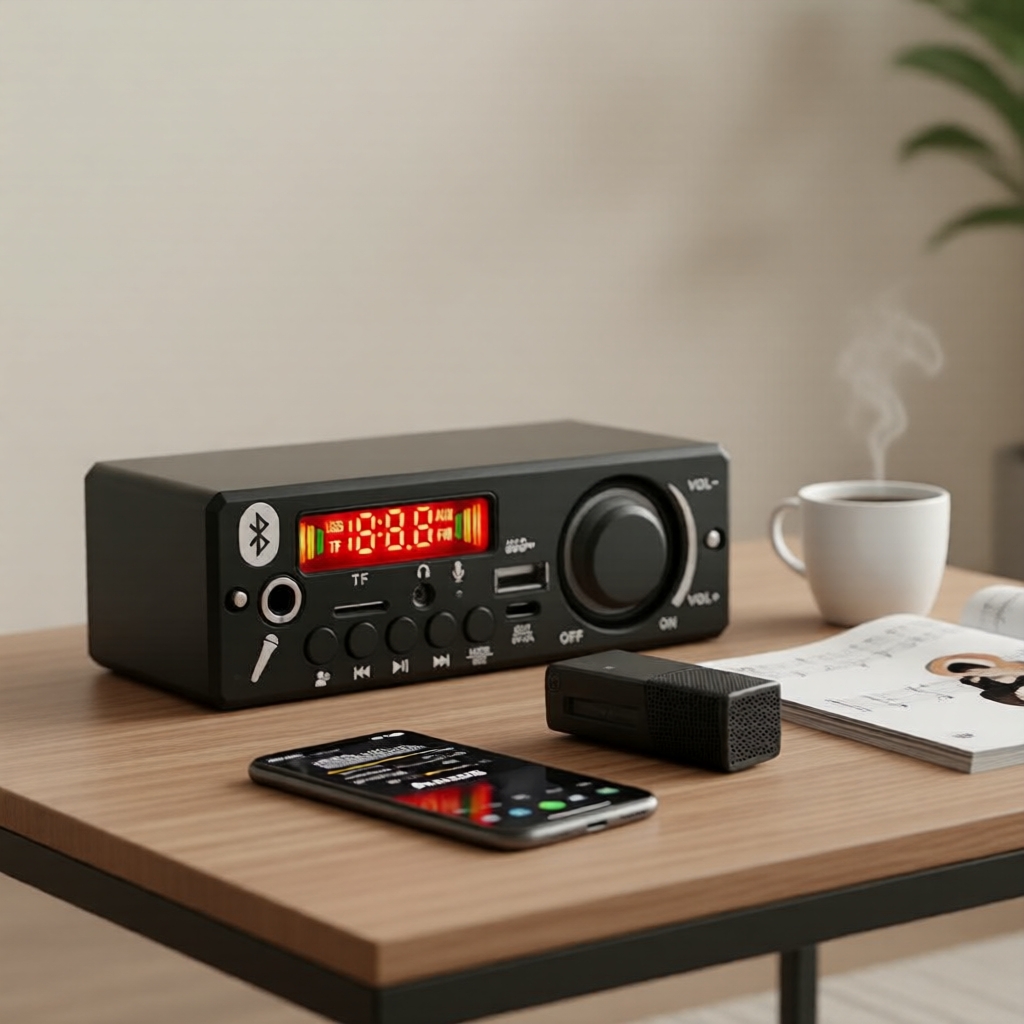 บอร์ดวงจรเสียงรถยนต์บลูทูธ 5.0 DC 7-24V 80W 2x40W MP3 Player พร้อมพอร์ต USB และ FM, Audio Board Pro สําหรับการบันทึก