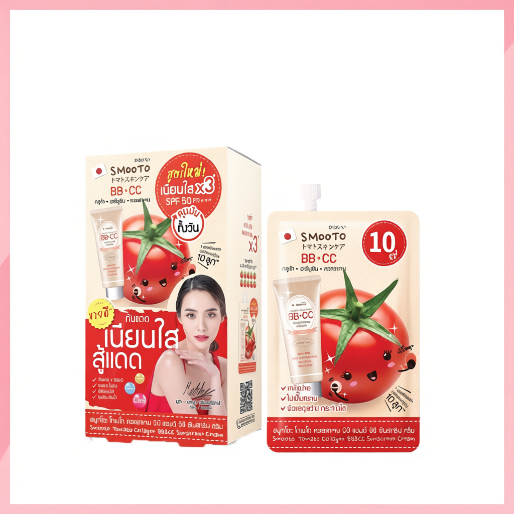 Smooto Tomato Collagen BB&CC Cream 8 กรัม x 6ซอง