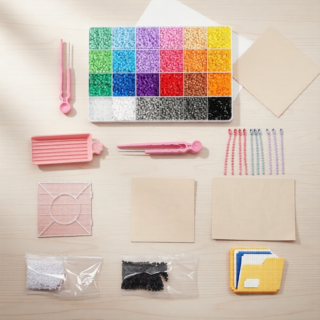 ชุดเม็ดฟิวส์ 24 สี พร้อมแผ่นรองปริศนาพิกเซลอาร์ต, ชุดงานฝีมือ DIY สําหรับเด็ก