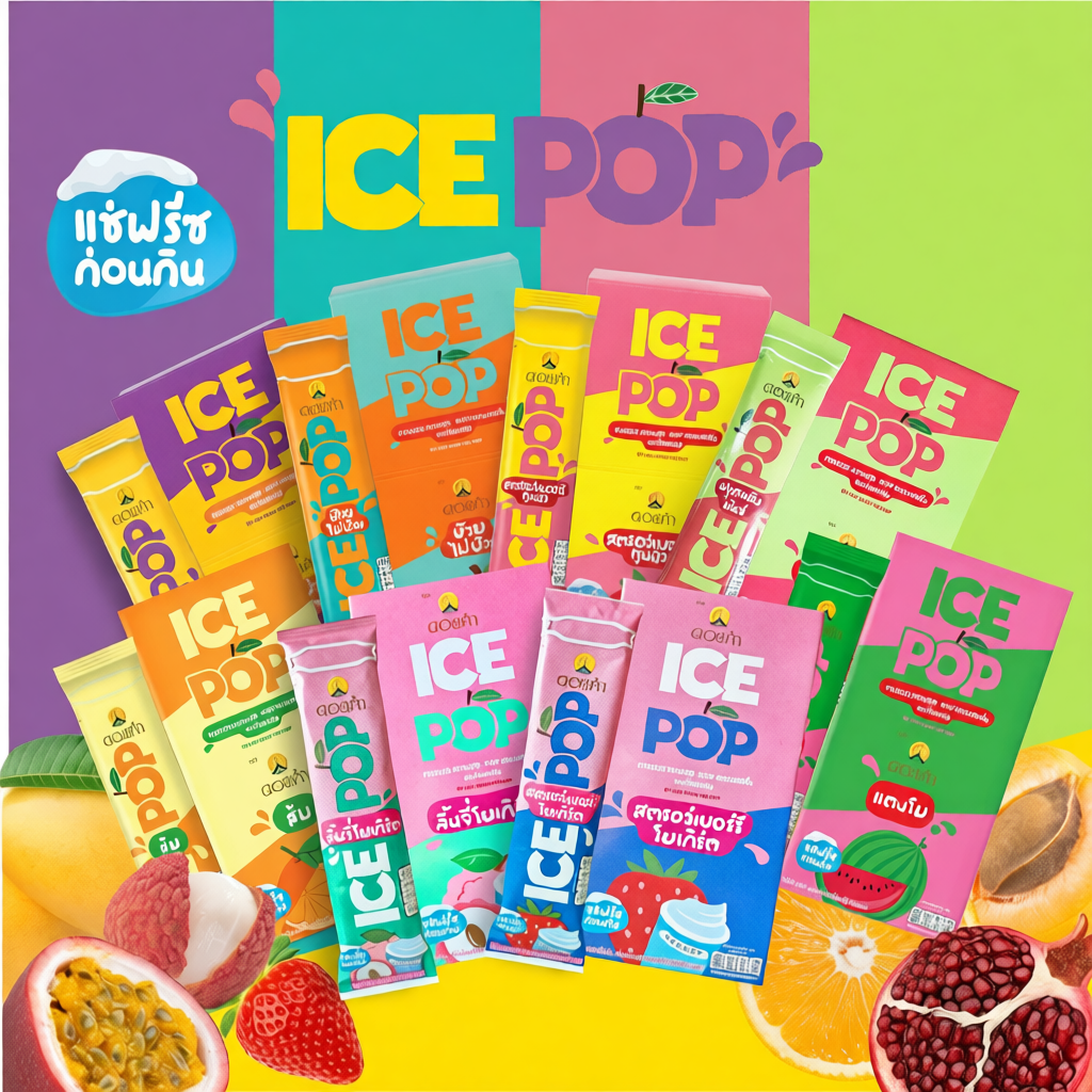 [ยกกล่อง6ซอง] ดอยคำ ICE POP หวานเย็นรสผลไม้ 85 มล.
