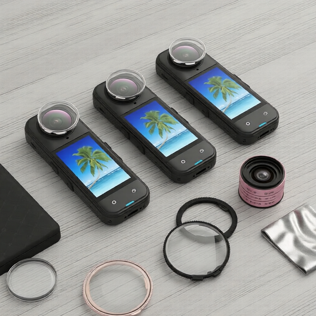 แพ็คคู่ ฟิล์มกันรอยเลนส์กระจก สําหรับ Insta360 X5/X4/X3 ป้องกันรอยขีดข่วน