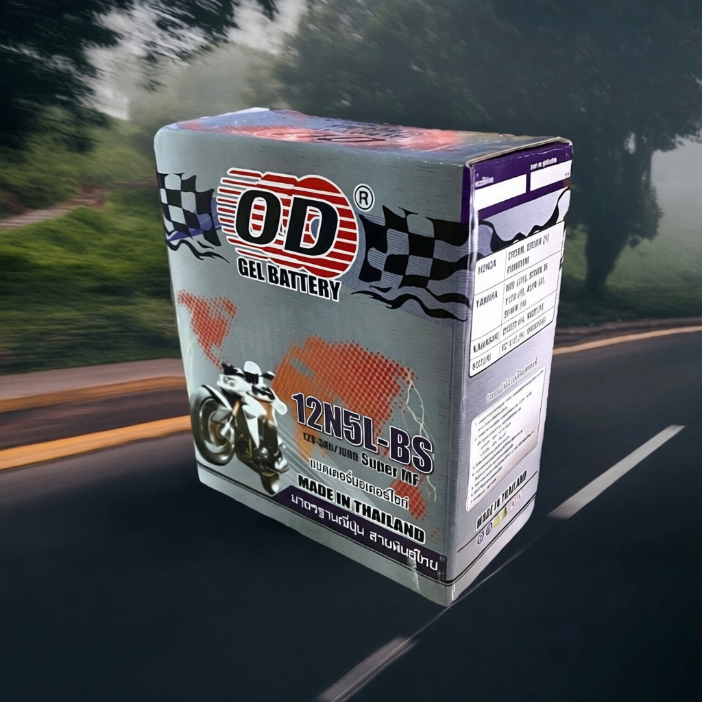 แบตเตอรี่ OD  12N5L-BS (12V 5AH) สำหรับรถจักรยานยนต์