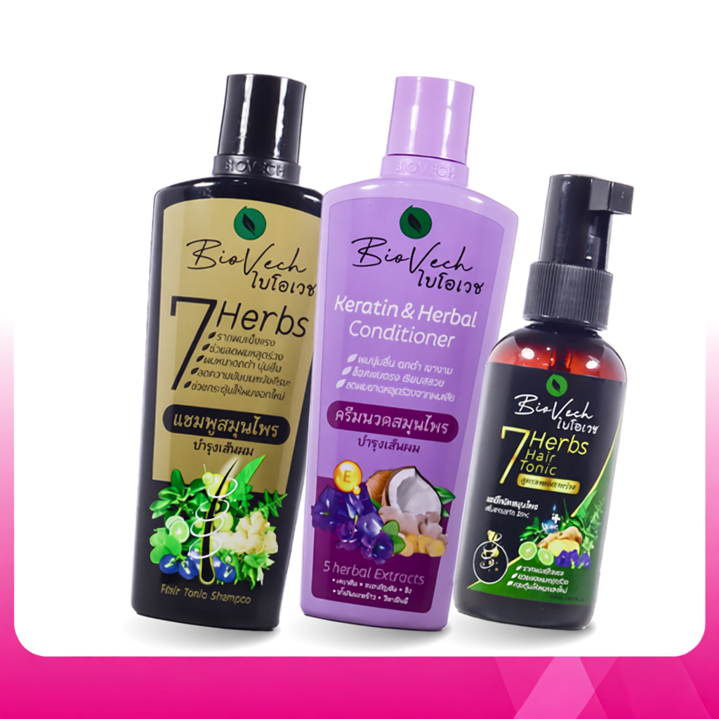 BioVech 7 Herbs Hair Tonic Shampoo/Conditioner/Hair Tonic ไบโอเวช เซเว่น เฮิร์บ แฮร์ โทนิค แชมพู/ครี