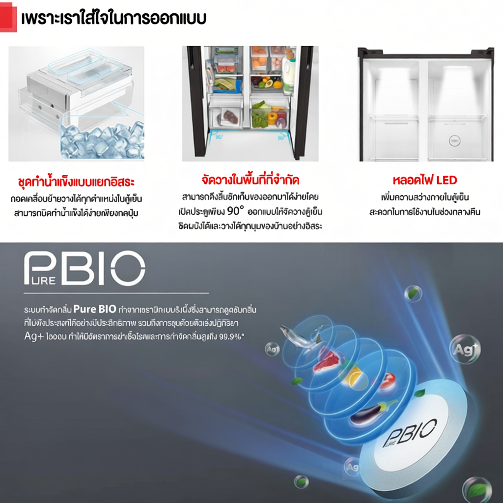ตู้เย็น Toshiba 16.2Q รุ่น GR-RS600WI-PMT สี Satin Grey