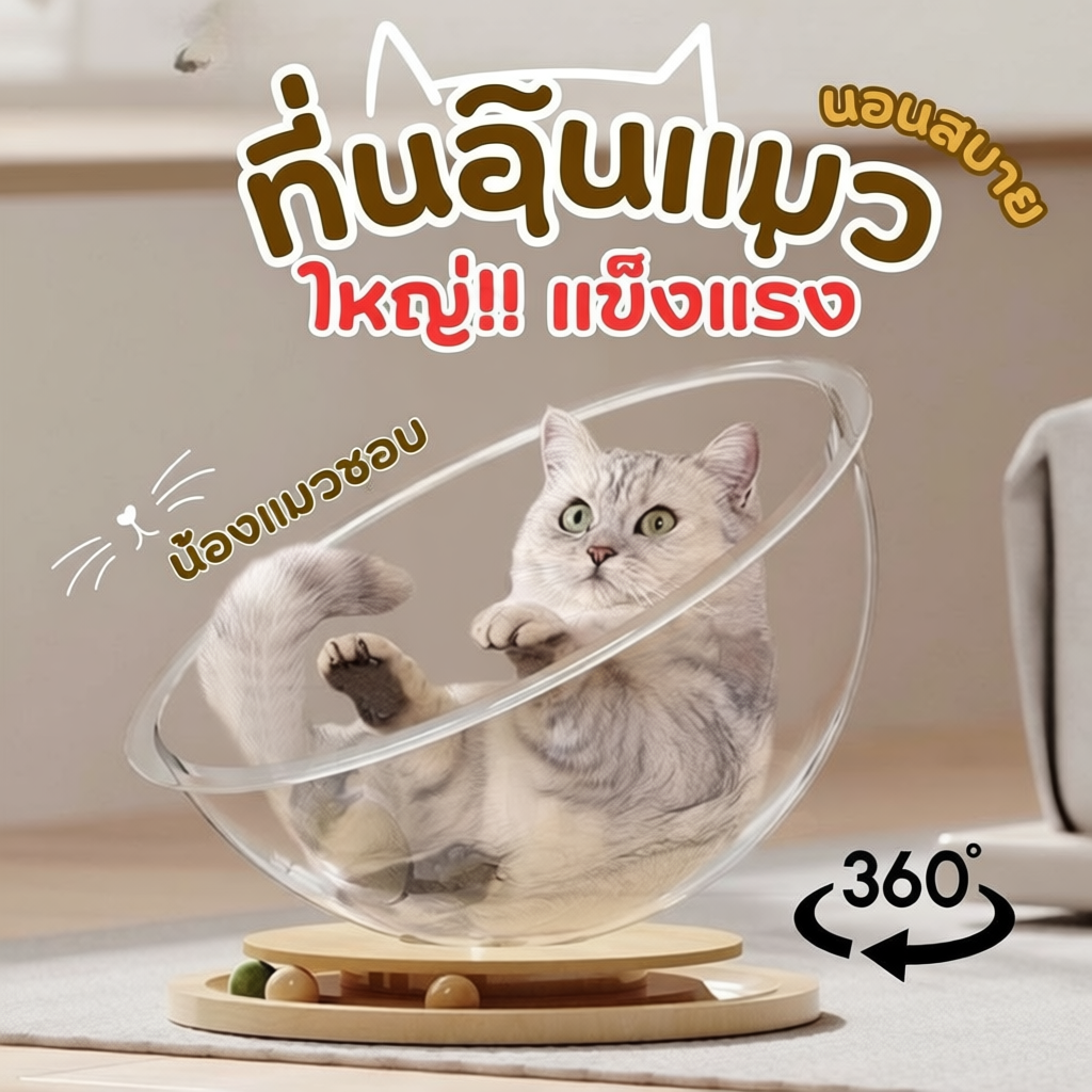 wen.W2 ที่นอนแมว หมุนได้ คอนโดแคปซูลอวกาศ