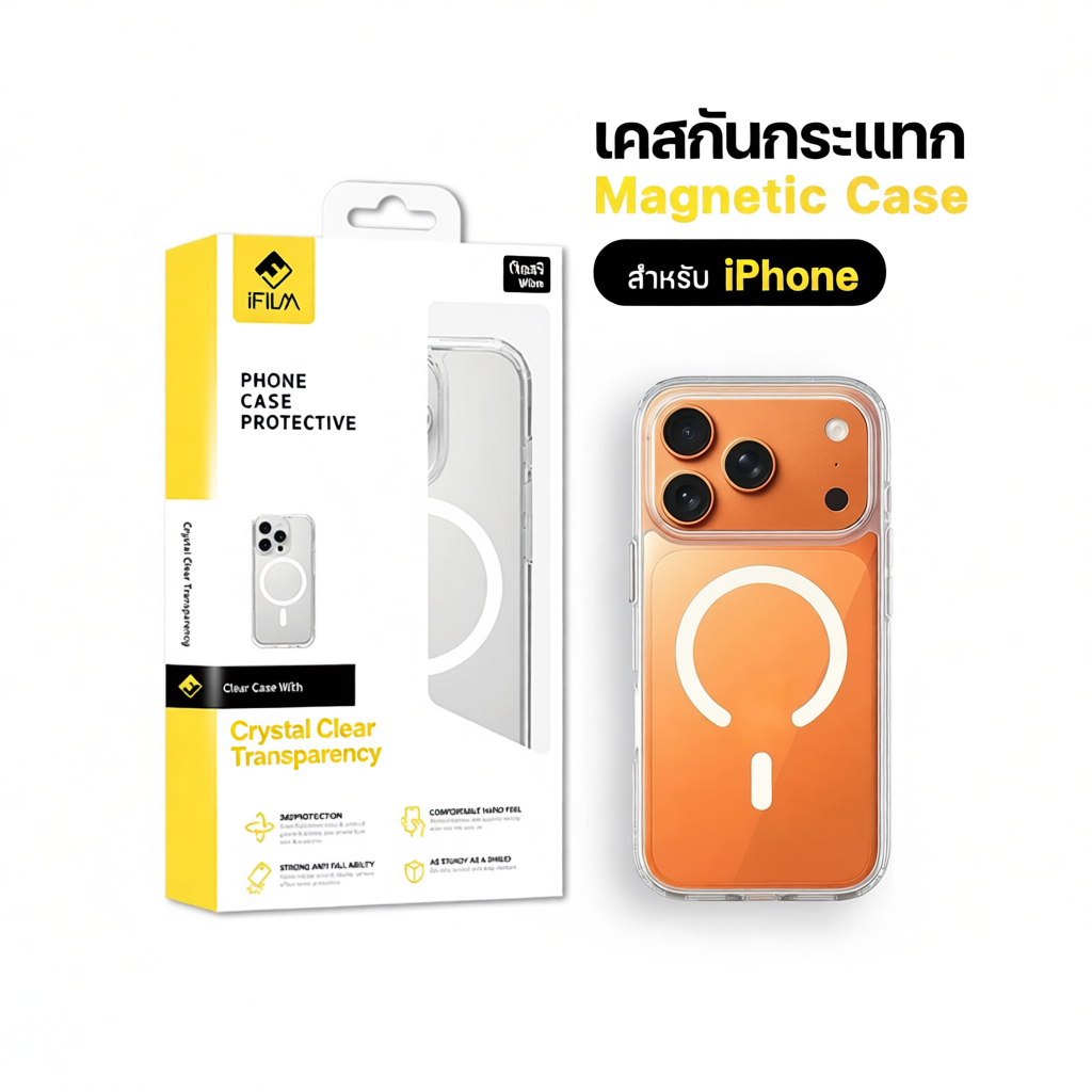 iFILM Clear Case เคสกันการแทก For iPhone หลายรุ่น แม่เหล็ก