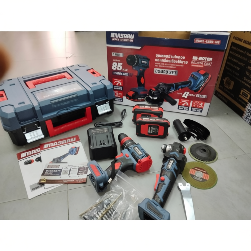 เซ็ตสว่านและเครื่องเจียรไร้สาย MASARU SCCG-105  พร้อมลุยทุกงานช่าง