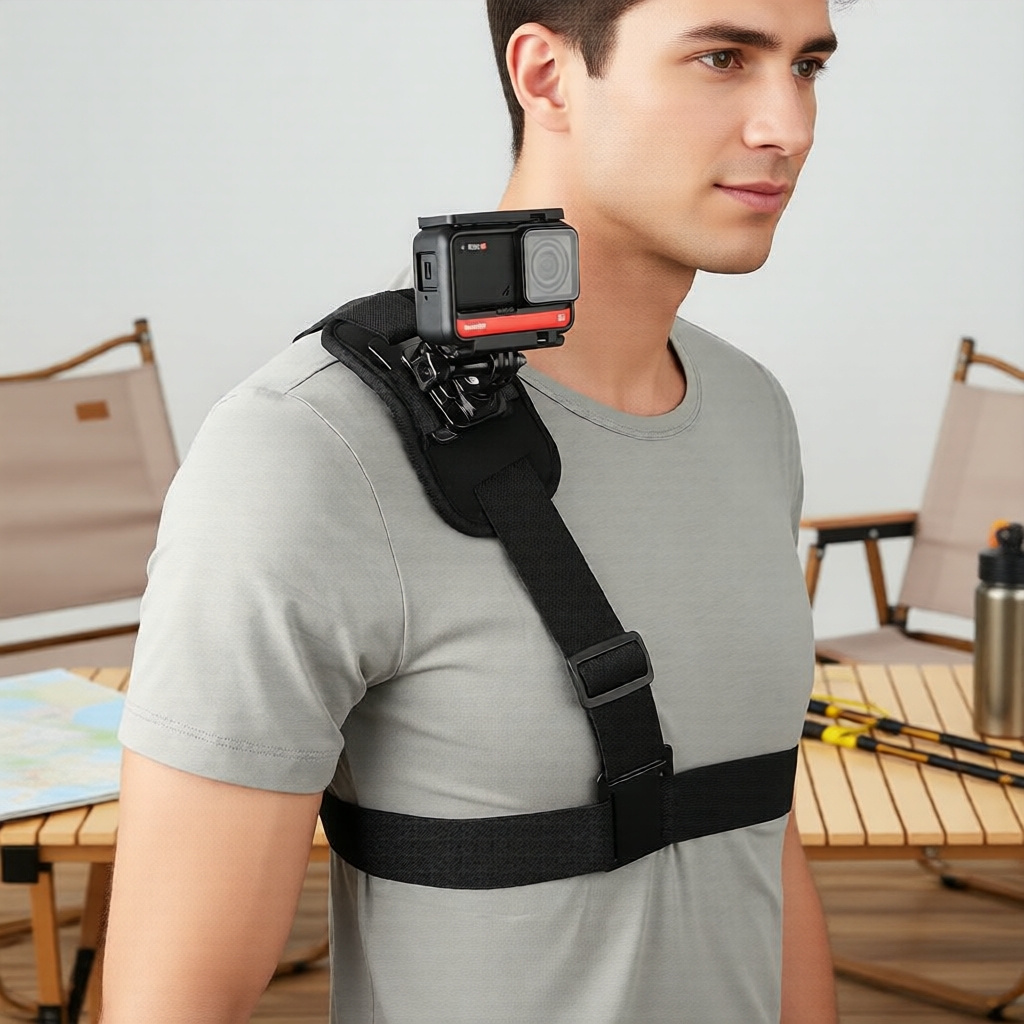 สายรัดคาดอกพร้อมสายรัดไหล่สําหรับกล้องแอคชั่น GoPro ถ่ายภาพมือเปล่าอย่างมั่นคง