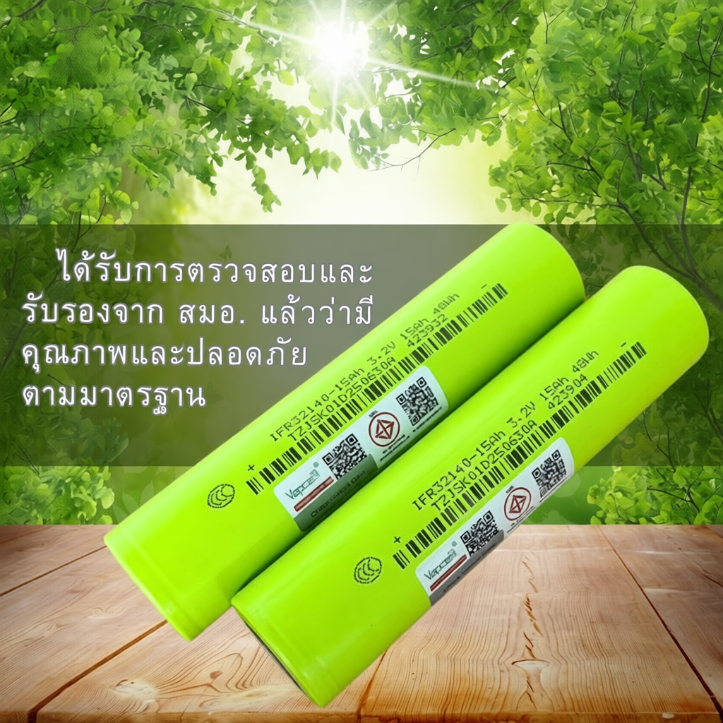 แบตเตอรี่ 32140  LifePO4 32140FS 3.2V 15Ah จ่ายกระแสสูง 5C ของใหม่แท้ 100% ความจุเต็ม
