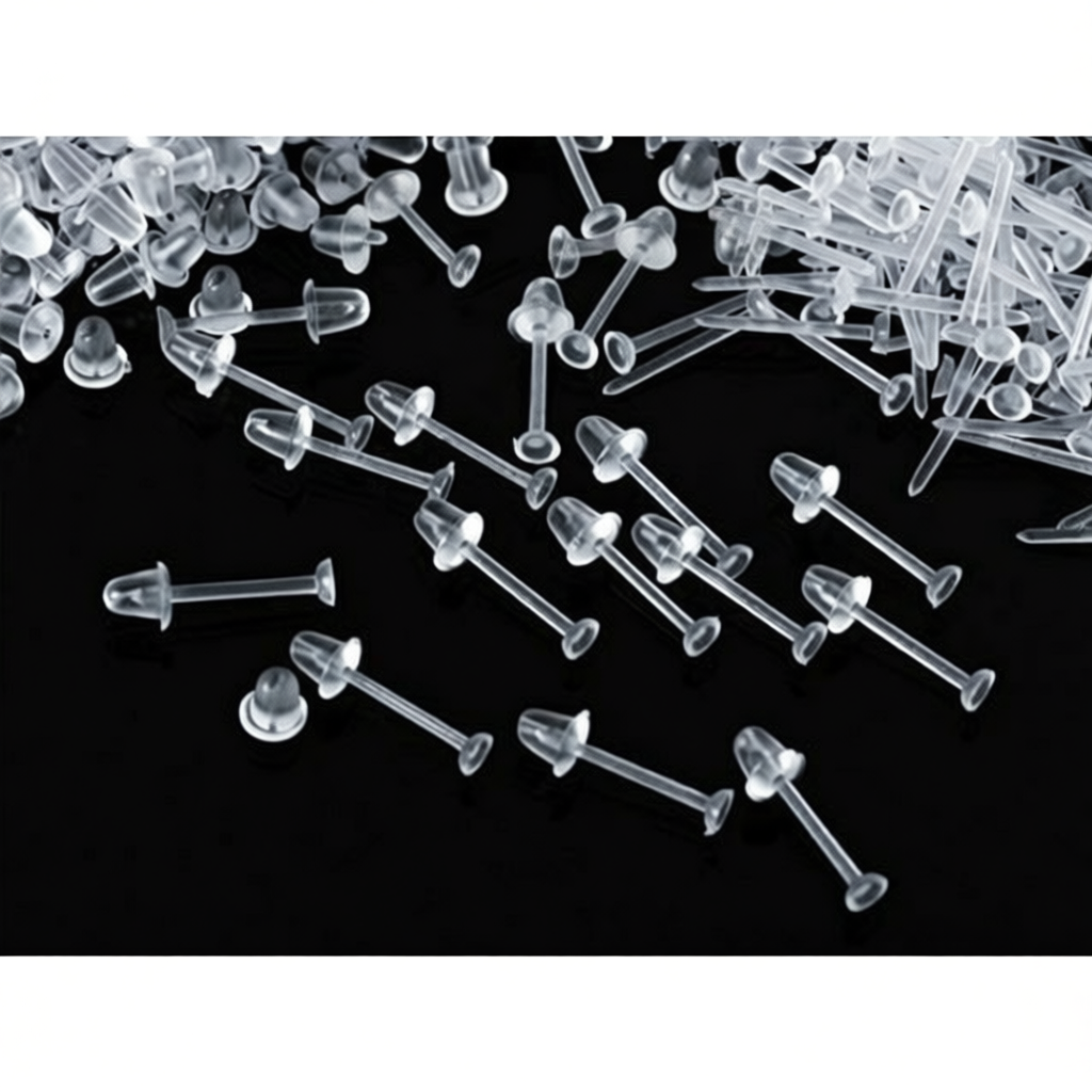 Mukie shop DIY ชุดต่างหูพลาสติก ต่างหู ก้านพลาสติก หัวแบนพร้อมจุกพลาสติก