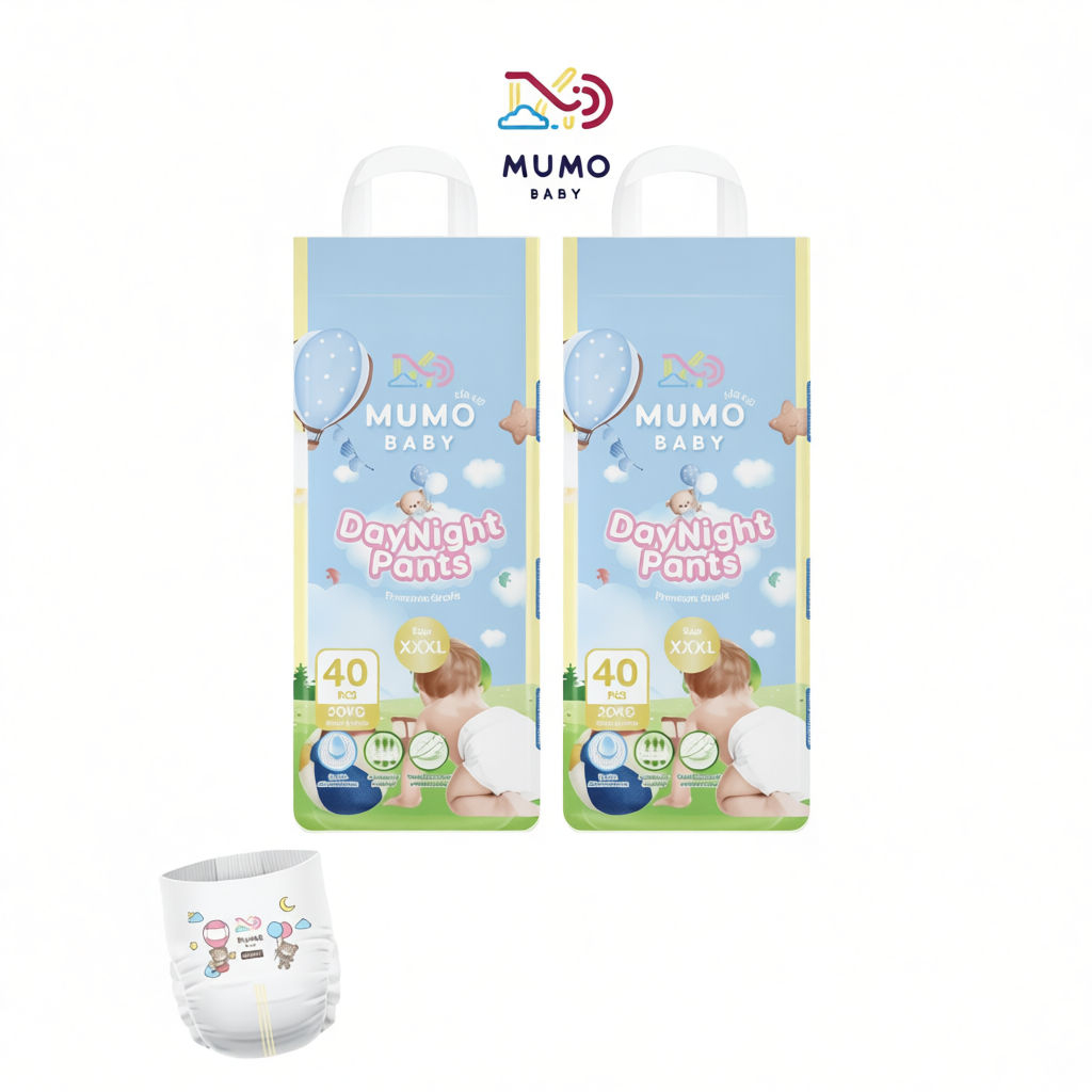 Mumo Baby Day&Night Pants ไซส์ L กางเกงผ้าอ้อมเด็ก มูโมะเบบี้ แพมเพิสเด็ก