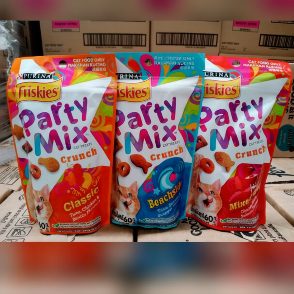 Friskies Party Mix ปาร์ตี้มิกซ์ 60กรัม ขนมแมวแบบซอง