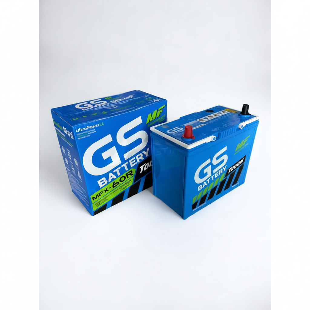 GS Battery MFX-60L/R (55B24) ไฟแรง ทนทาน รับประกัน 1ปี สำหรับรถยนต์