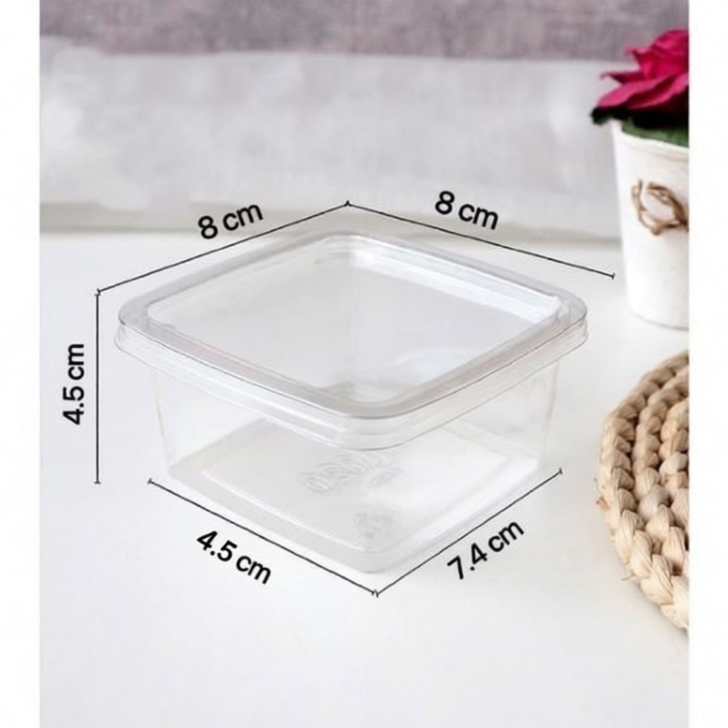 กล่องพลาสติกเหลี่ยมใส ฝาเรียบ มี 2 ขนาด M020 / M021 แพค 50 ใบ