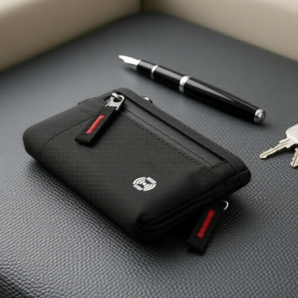 กระเป๋าสตางค์ผู้ชายสไตล์มินิมอล ป้องกัน RFID กันน้ํา มีช่องซิปใส่เหรียญและช่องใส่บัตรหลายช่อง