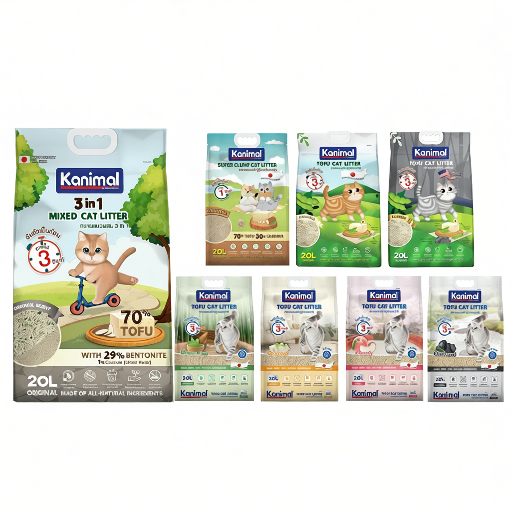 Kanimal  ทรายแมวเต้าหู้ ธรรมชาติ ทิ้งชักโครกได้ ขนาด 20 ลิตร จำกัดการสั่ง 2 ถุง