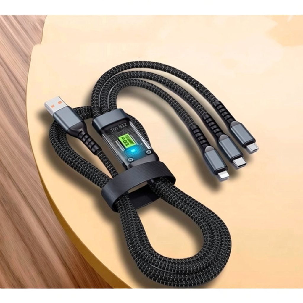 สายเคเบิลสามหัวในหนึ่งเดียวที่ชาร์จเร็ว 100W