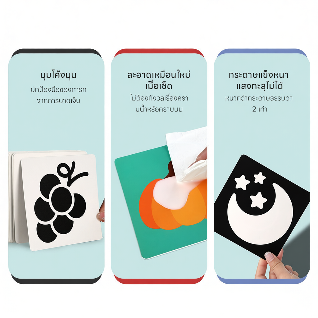 EDDEN การ์ดกระตุ้นสายตา การฝึกฝนภาพของทารก flashcard เพิ่มความสนใจ