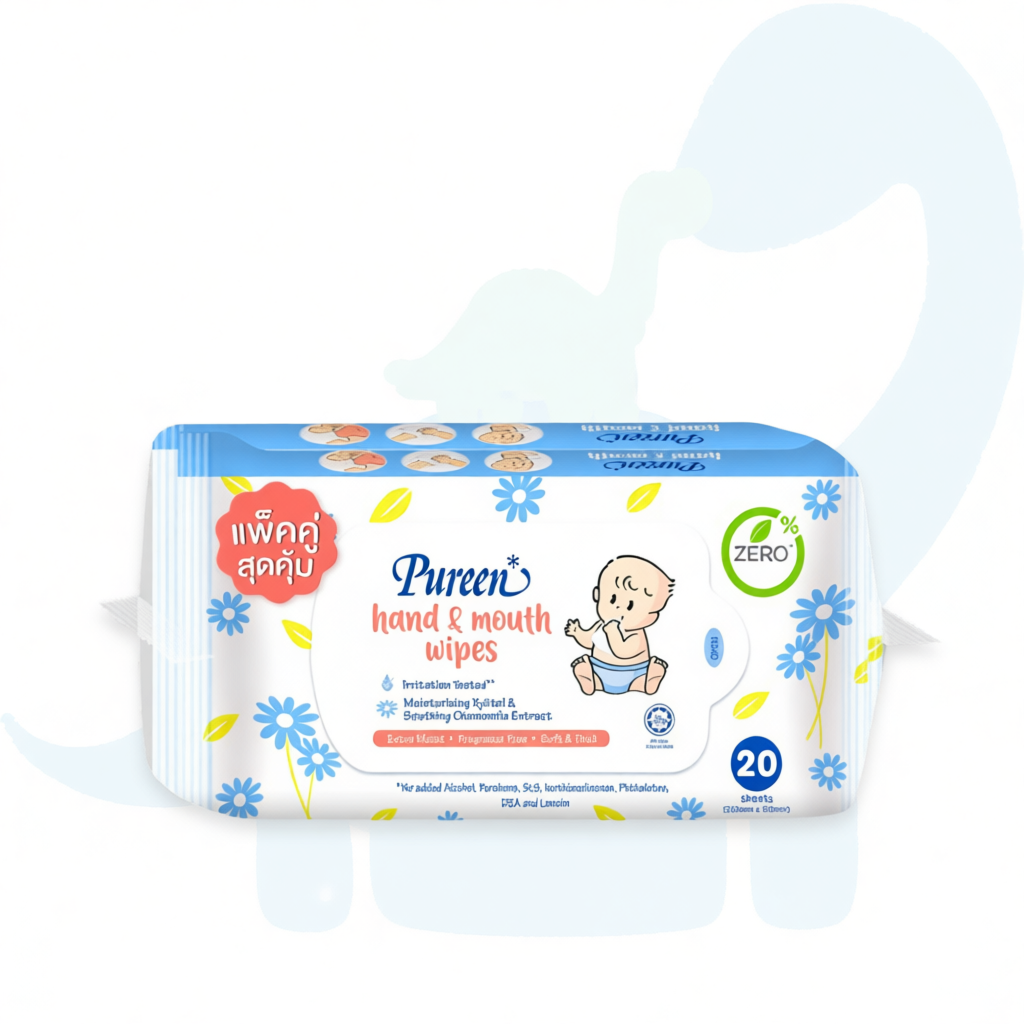 Pureen ทิชชู่เปียก สำหรับเช็ดมือและปาก