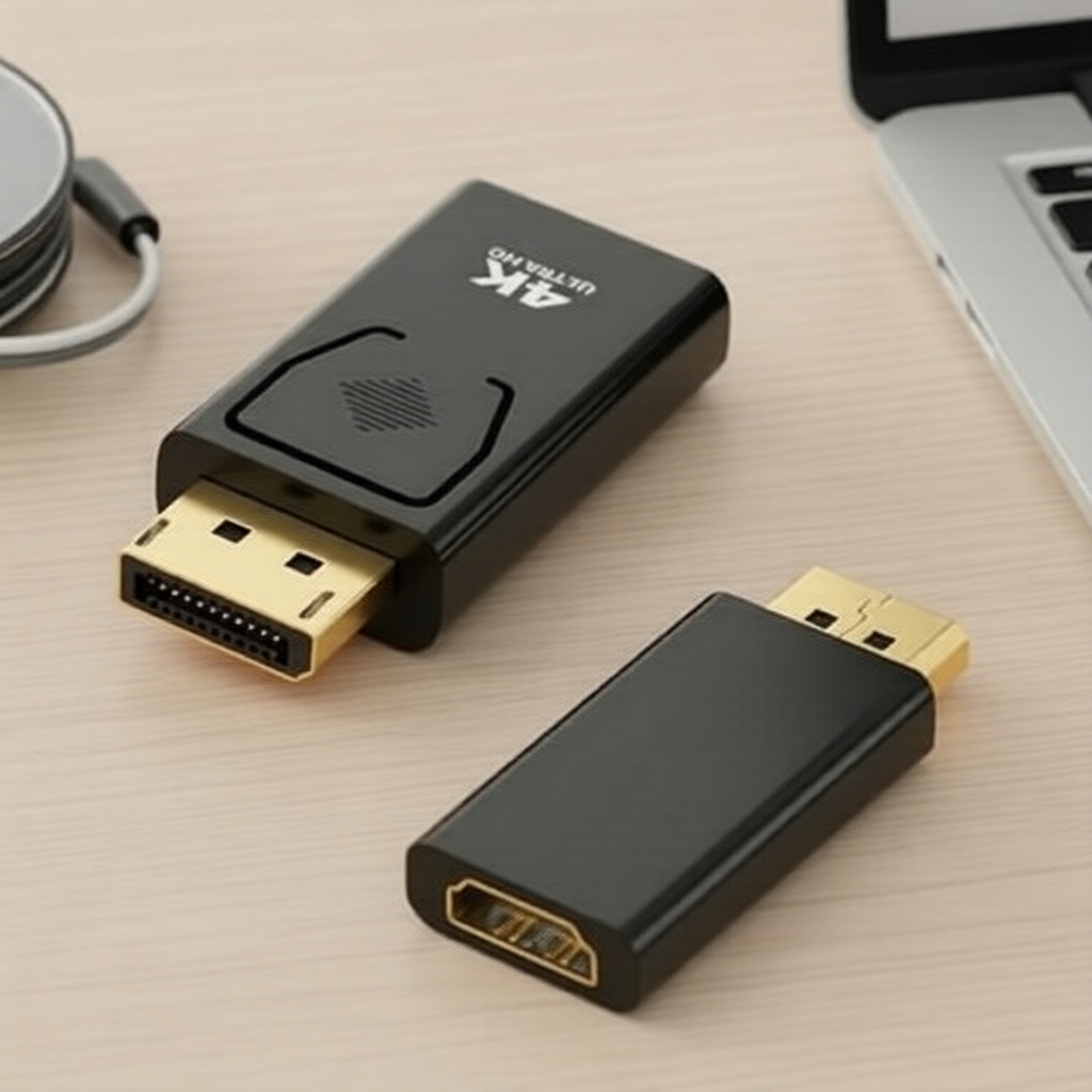 อะแดปเตอร์แปลงสัญญาณ DP เป็น HDMI 4K 30Hz HENAWA VC743 แบบสายถัก สําหรับพีซี แล็ปท็อป ทีวี