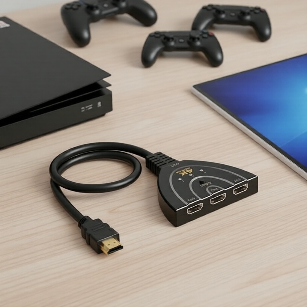 สวิตช์ HDMI 4K 3x1 แบบสากล ฮับสลับวิดีโอ 3-in-1 สําหรับ PS5, Xbox, แล็ปท็อป