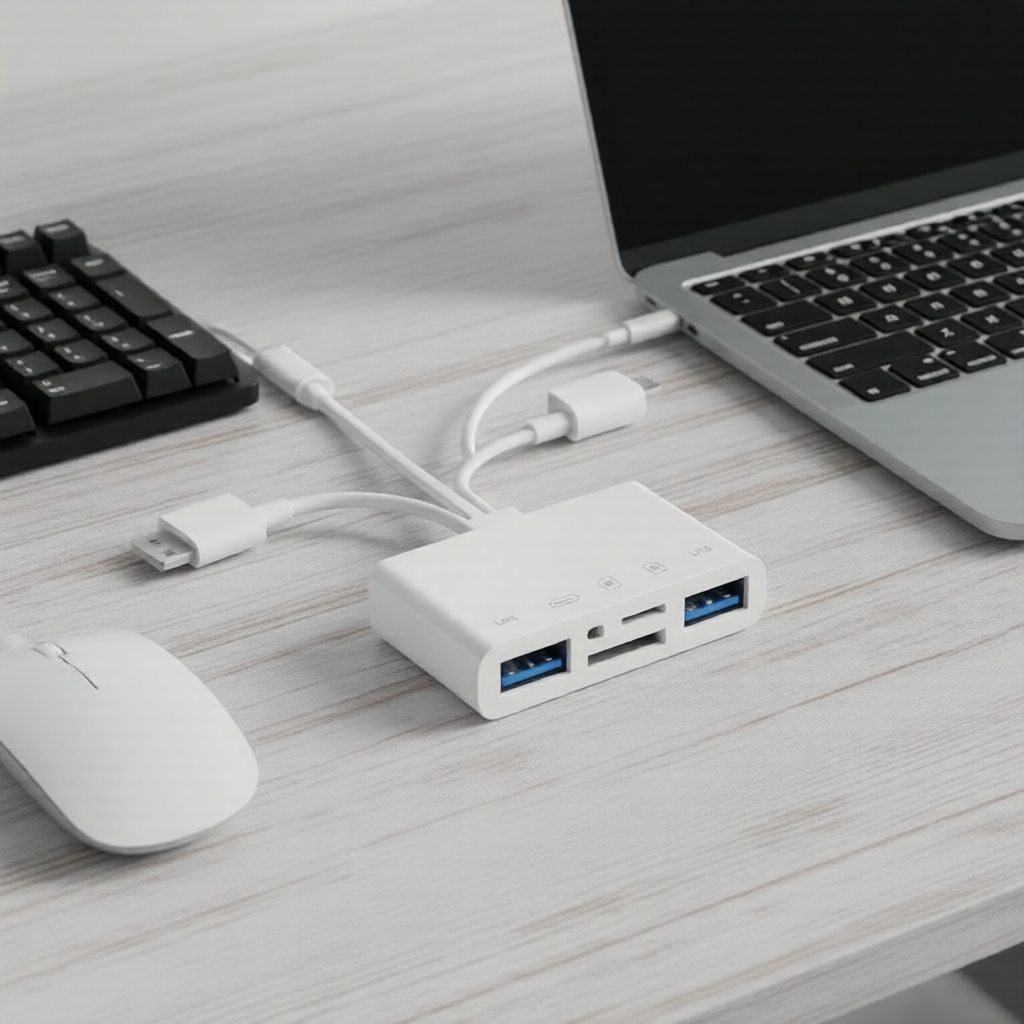 อะแดปเตอร์ OTG 5-in-1 พร้อมช่อง SD/TF สําหรับ iPhone/iPad – กะทัดรัดและใช้งานได้หลากหลาย
