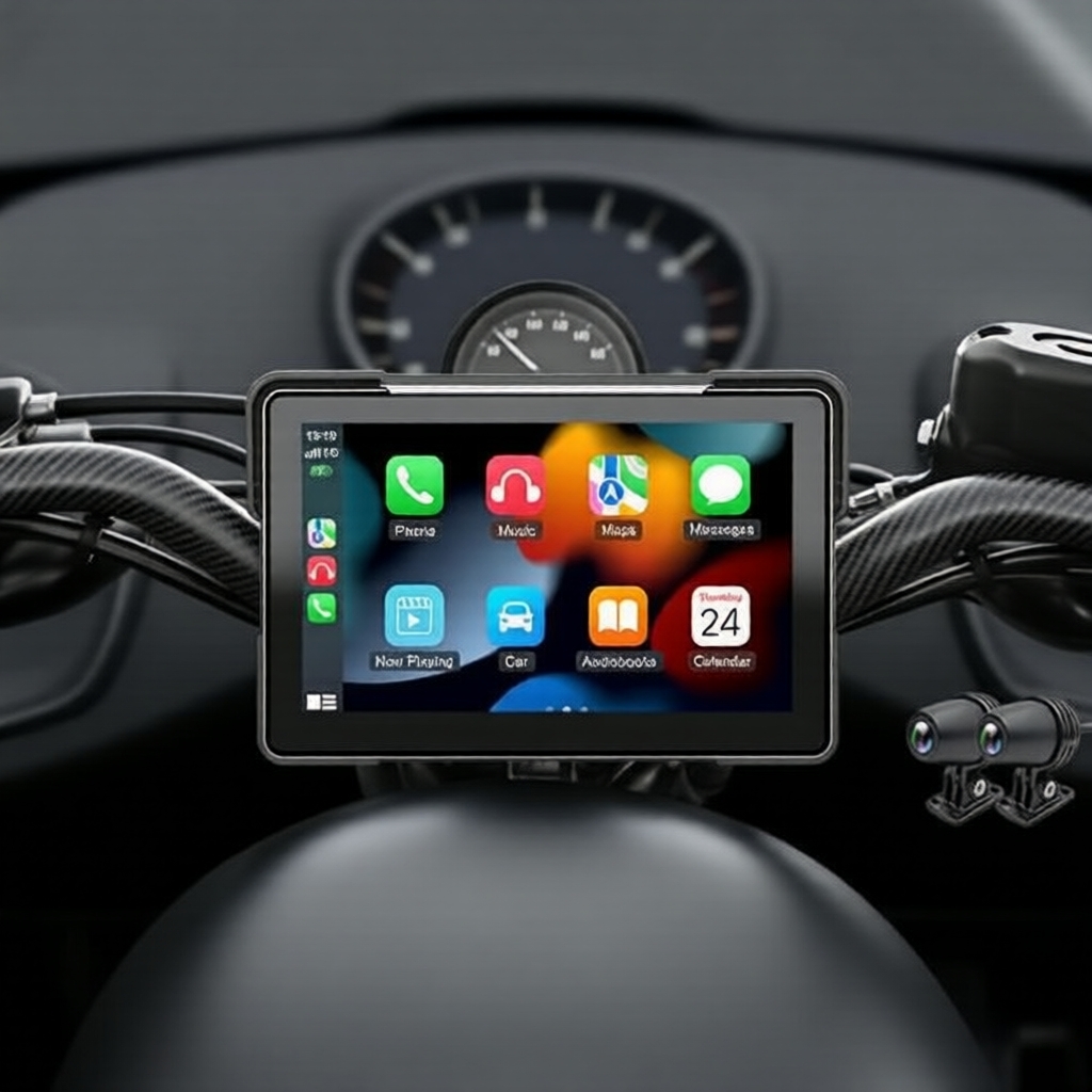 หน้าจอนําทาง GPS มอเตอร์ไซค์ VENBES ขนาด 7 นิ้ว รองรับ CarPlay, Android Auto กันน้ํามาตรฐาน IP67 พร้