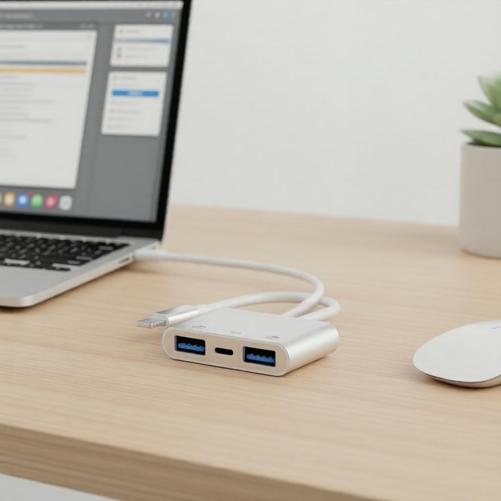 อะแดปเตอร์ OTG USB 3.0 3-in-1 เชื่อมต่อคีย์บอร์ดและเมาส์กับ iPhone 14/13/12 Pro Max