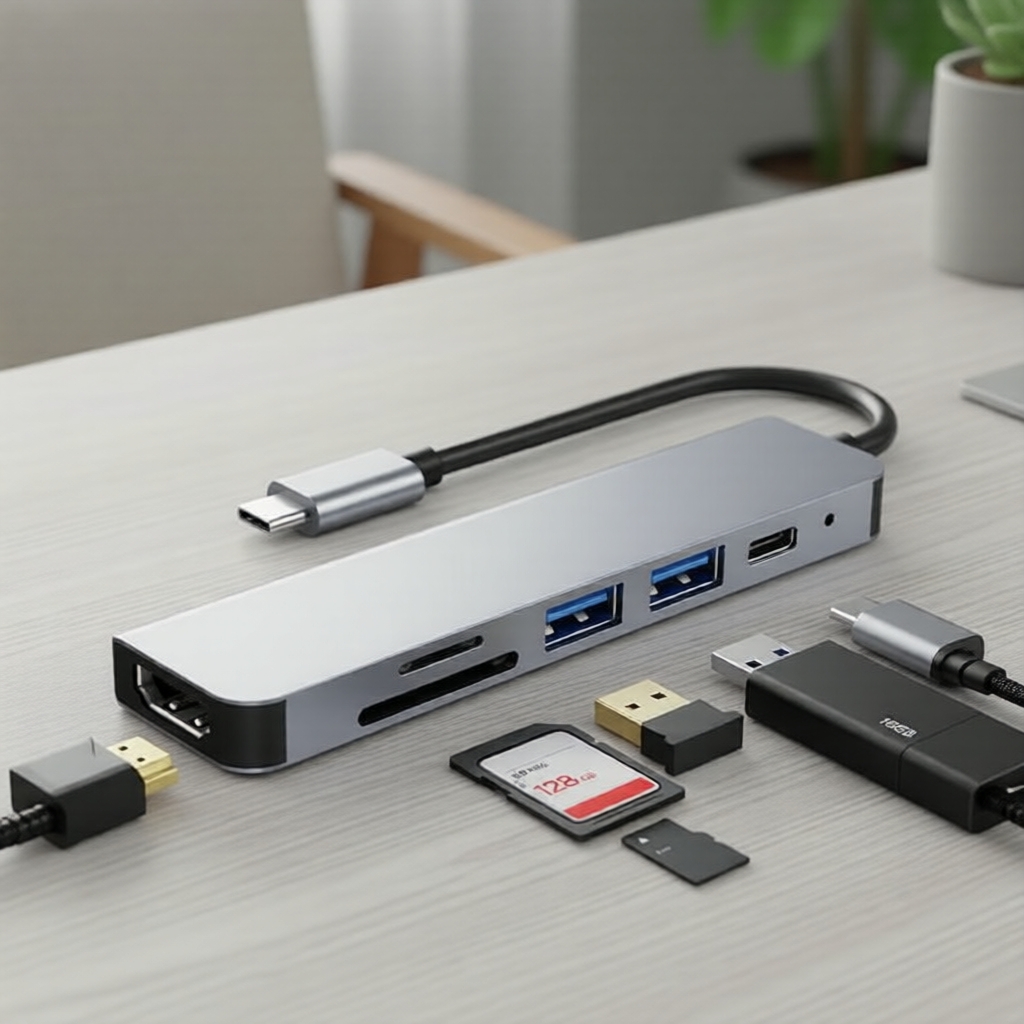 ฮับ USB 3.0 6-in-1 พร้อม PD 87W, HDMI 4K, VGA, Type-C สําหรับ MacBook Pro/Air