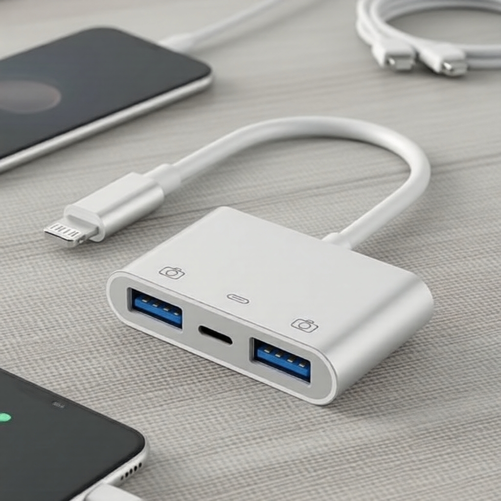 อะแดปเตอร์ USB 3.0 OTG สําหรับ iPhone 14 13 Mini 12 Pro Max iPad, 3-in-1 รองรับคีย์บอร์ดและเมาส์