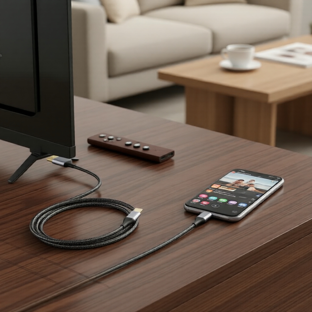 อะแดปเตอร์ Lightning-HDMI 4K สําหรับ iPhone 14 13 12 พร้อมสาย 2 ม. สตรีมไปยัง HDTV, โปรเจ็กเตอร์, ซิ
