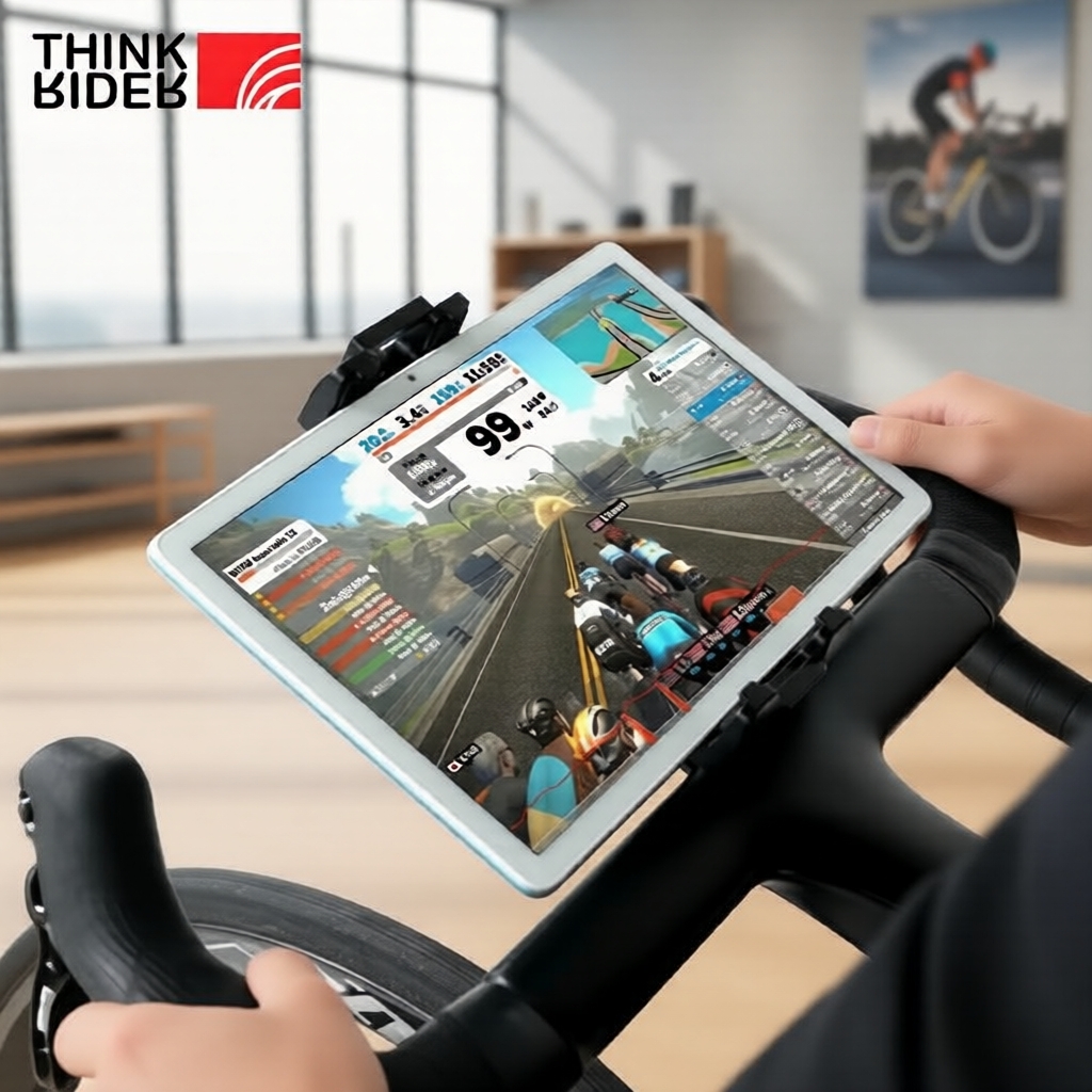 ThinkRider ที่วางแท็บเล็ตและโทรศัพท์สําหรับเทรนเนอร์จักรยาน หมุนได้ 360° ปรับได้