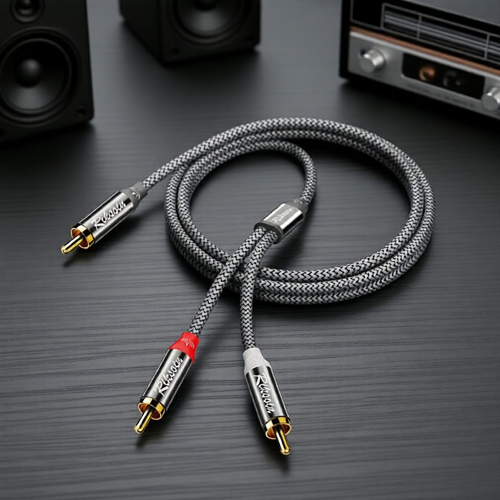 อะแดปเตอร์แปลงสัญญาณเสียง Riksoin RCA เป็น 2RCA Y สําหรับซับวูฟเฟอร์และลําโพง - ตัวแยกเสียงแบบทิศทาง