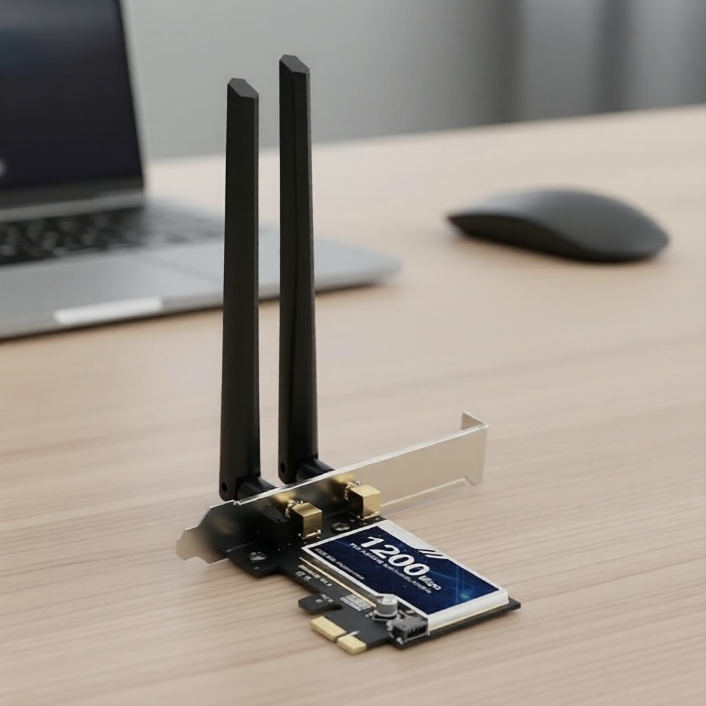 อะแดปเตอร์ PCIe ภายใน ความเร็ว 1200Mbps รองรับ Wi-Fi และ Bluetooth 4.0 สองย่านความถี่ 2.4/5GHz สําหรับคอมพิวเตอร์ตั้งโต๊ะ Windows
