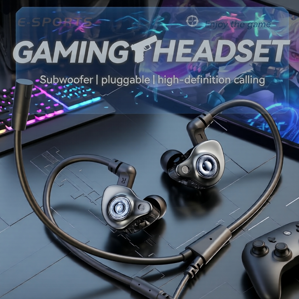 SPRISE G66 Pro ชุดหูฟังเกมมิ่ง มีไมค์คู่ เสียง HiFi สเตอริโอ มาพร้อมสายแบบเปลี่ยนได้ทั้ง Type-C และ 