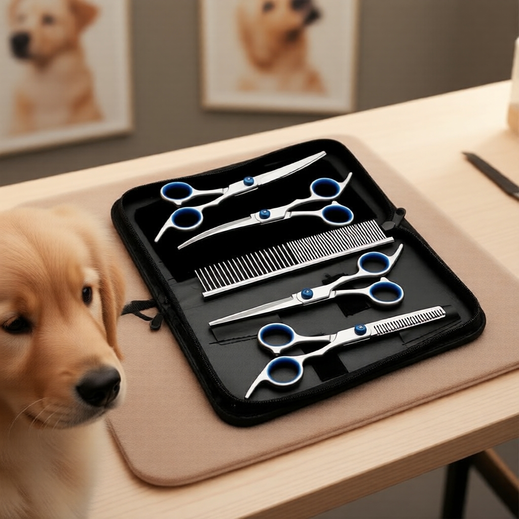 กรรไกรตัดขนสัตว์เลี้ยง Pro Pet ชุด 6 นิ้ว สแตนเลส พร้อมหวีและกล่องเก็บ