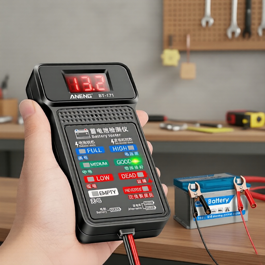 ANENG BT-171 เครื่องวัดทดสอบแบตเตอรี่ดิจิทัล 12V ไฟ LED แสดงสถานะ เครื่องมือวินิจฉัยช่างไฟฟ้าอัตโนมัติ 1 ชิ้น