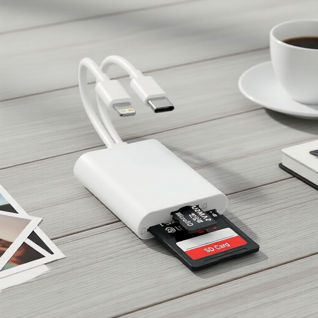 เครื่องอ่านการ์ดหน่วยความจําแบบ 2 ช่องเสียบ Type-C 2-in-1 SD/TF สําหรับ iPhone, iPad, กล้อง, แล็ปท็อป