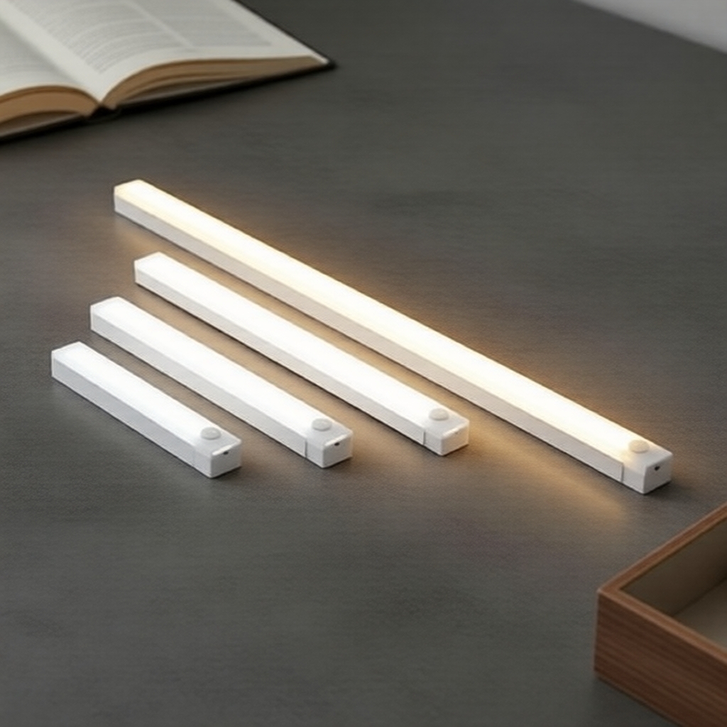 ชุดโคมไฟติดผนัง LED 3 ชิ้น ยาว 20 ซม. ใช้แบตเตอรี่ เซ็นเซอร์ตรวจจับความเคลื่อนไหว ดีไซน์เส้นตรง แสงขาวอบอุ่น เหมาะสําหรับทั้งภายในและภายนอก